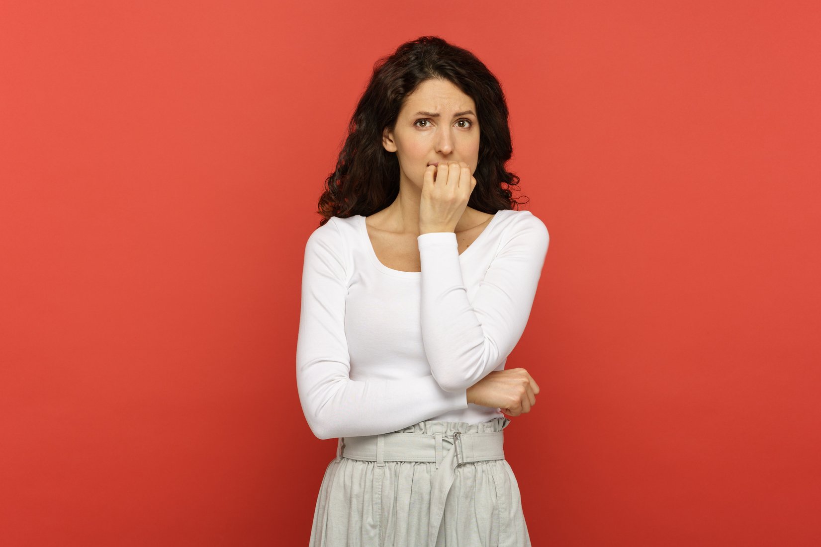  Stressed Woman Biting Nails